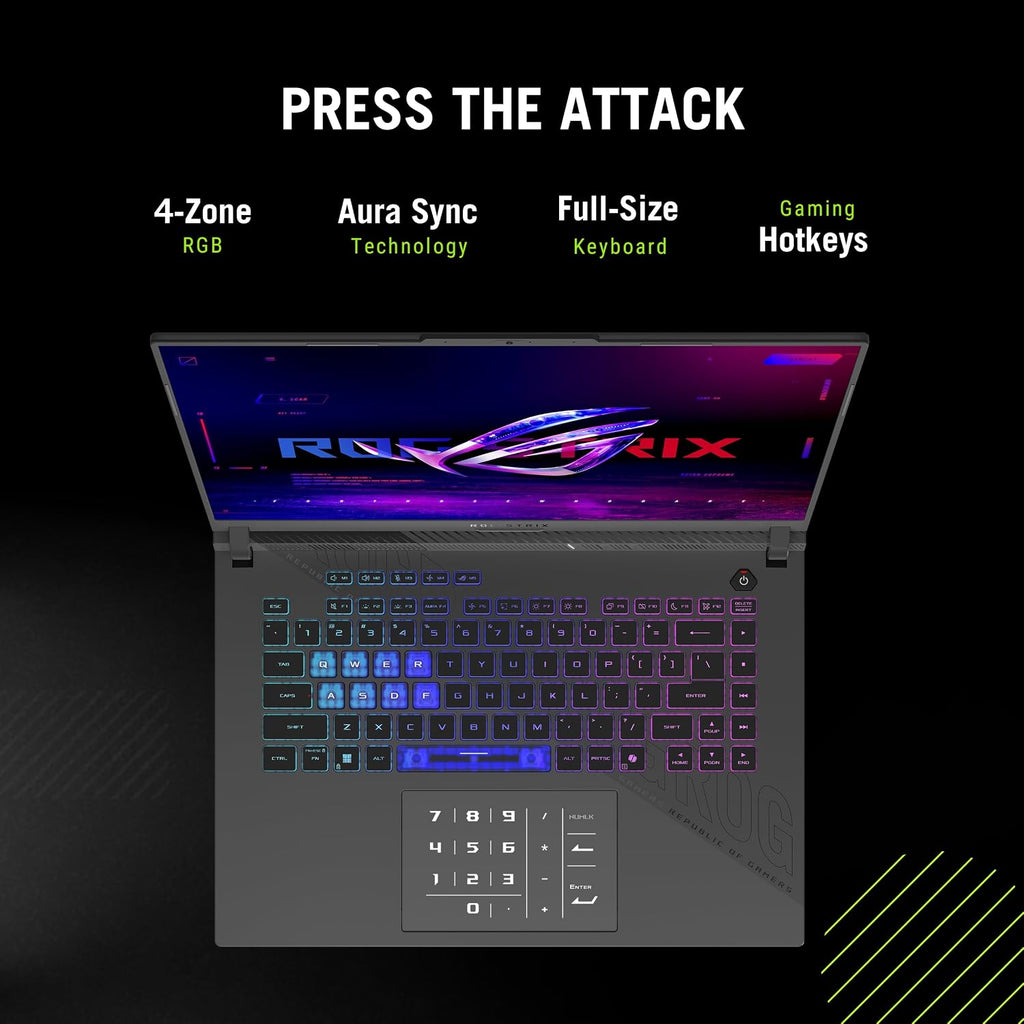 ASUS ROG Strix G16 Gaming Laptop, 16' 144Hz WUXGA FHD Display, NVIDIA GeForce RTX 5050 GPU, AMD Ryzen 9 9955HX Processor, 16GB DDR5 RAM, 1TB SSD, Backlit RGB Keyboard, Windows 11