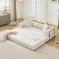 ZEIINPA Convertible Sleeper Sofa Bed with Cylindrical Pillow, Corduroy Folding Mattress Couch with Fixed-Shape Frame, Floor Sofa Lounge Couch for Living Room Bedroom Lounge Studio, Beige