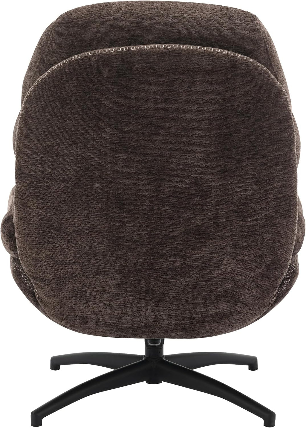 OSP Home Furnishings Kerry Modern Plush Swivel and Rocking Lounge Chair and Foot Rest with Black Base, Brown Fabric