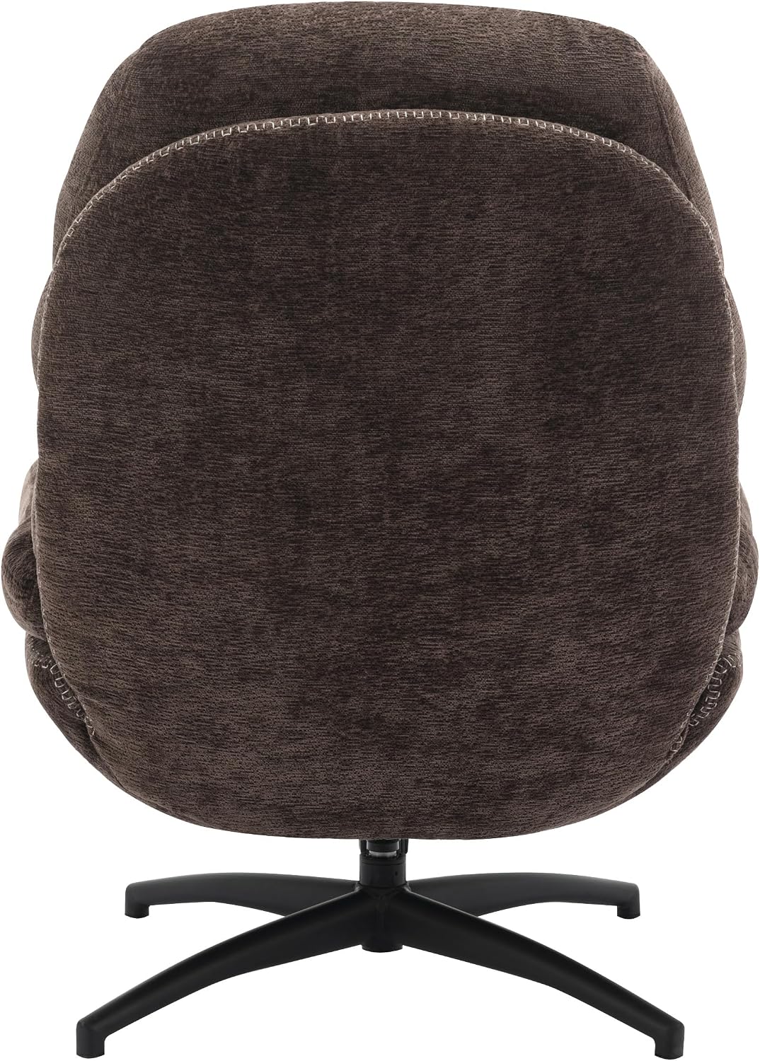 OSP Home Furnishings Kerry Modern Plush Swivel and Rocking Lounge Chair and Foot Rest with Black Base, Brown Fabric