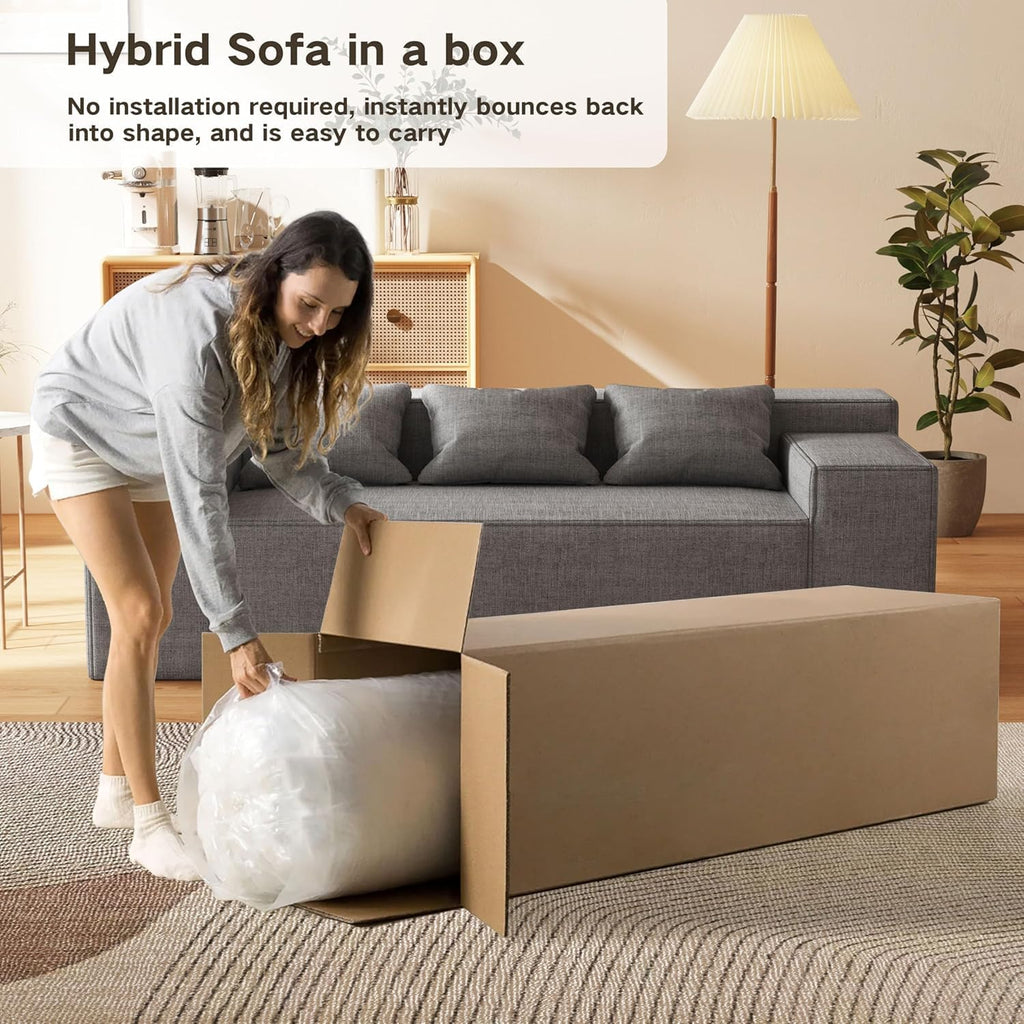 PurrJoys Modular Sectional Sofa, 3 Seater 105' Deep Seat Corduroy Lounge Sofa with Movable Cushions, Modular Couch for Small Spaces, Living Room, Bedroom, Apartment, Office - Gery