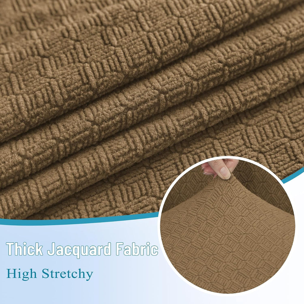 HDCAXKJ Waterproof Sectional Couch Cushion Covers 11 Pieces Stretch Jacquard L Shaped Corner Sofa Slipcover Back Cover Soft Sofa Seat Cushion Covers for Dogs Pet (5 Seater and 6 Backrest, Brown)