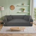 83'' Boneless Sofa in A Box, 3-Seater Floor Sofa No Assembly Corduroy Couch for Living Room, Cloud Couch with 2 Pillows & Storage Bag, Memory Foam Small Floor Couches for Office, Dark Gray