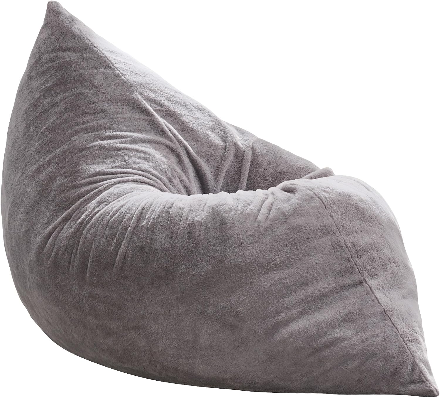 Hobestluk 3 in 1 Bean Bag Chair Giant Bean Bag Chairs for Adults with Chevron Plush Fur Cover Convertible Bean Bag Floor Cushion with Machine Washable Cover for Living Room (Plush Grey)
