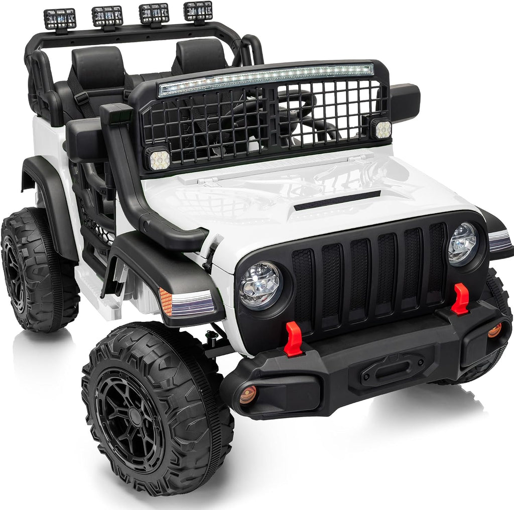 Outfunny 2 Seater Ride on Car Toy, 12V Electric Car for Kids 4-8 with Remote Control, Capacity 110 lb, LED Light - White