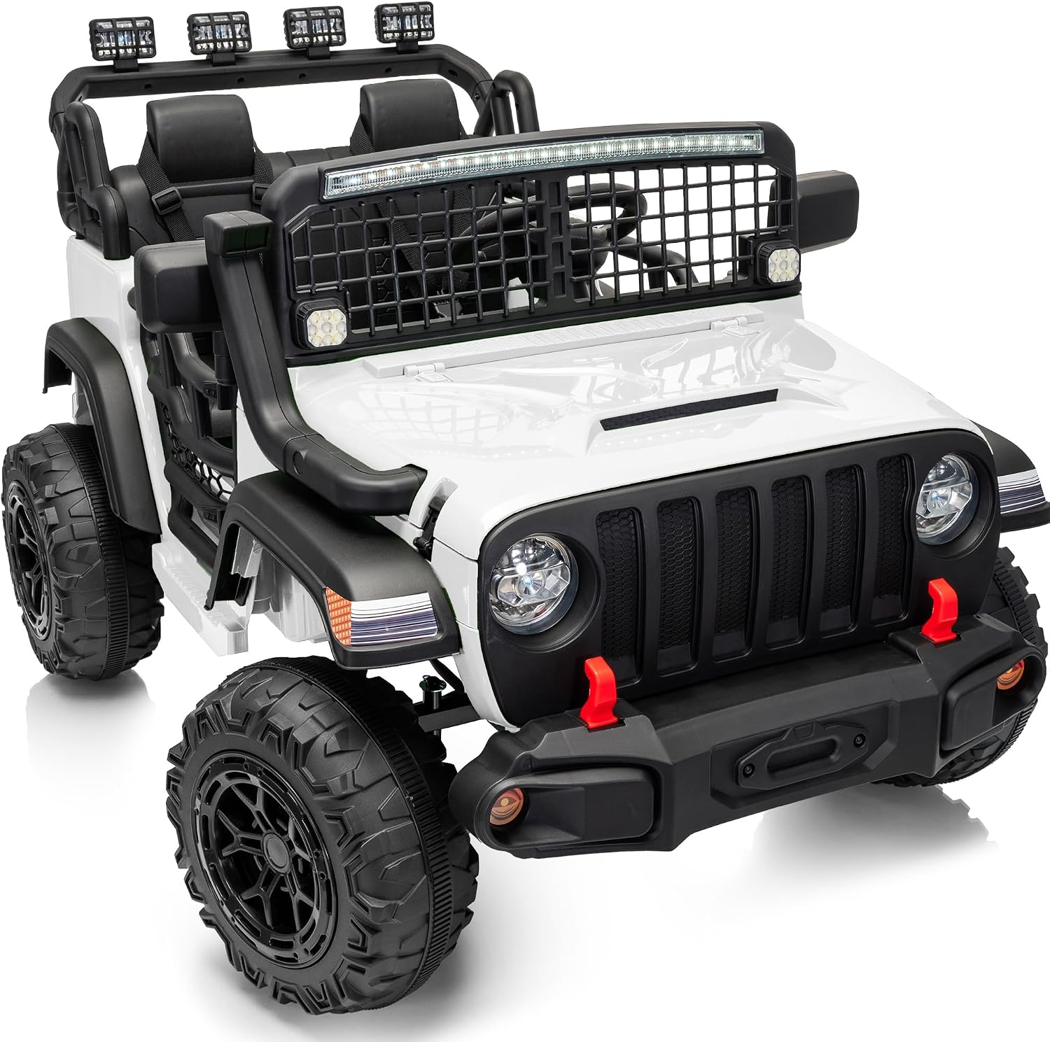 Outfunny 2 Seater Ride on Car Toy, 12V Electric Car for Kids 4-8 with Remote Control, Capacity 110 lb, LED Light - White