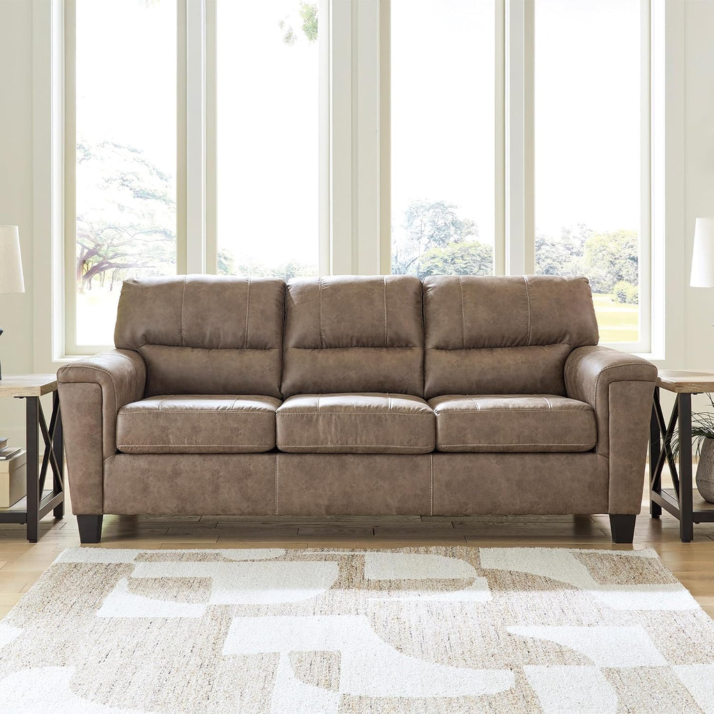 Signature Design by Ashley Navi Modern Queen Sofa Sleeper with Removable Cushions, Dark Brown