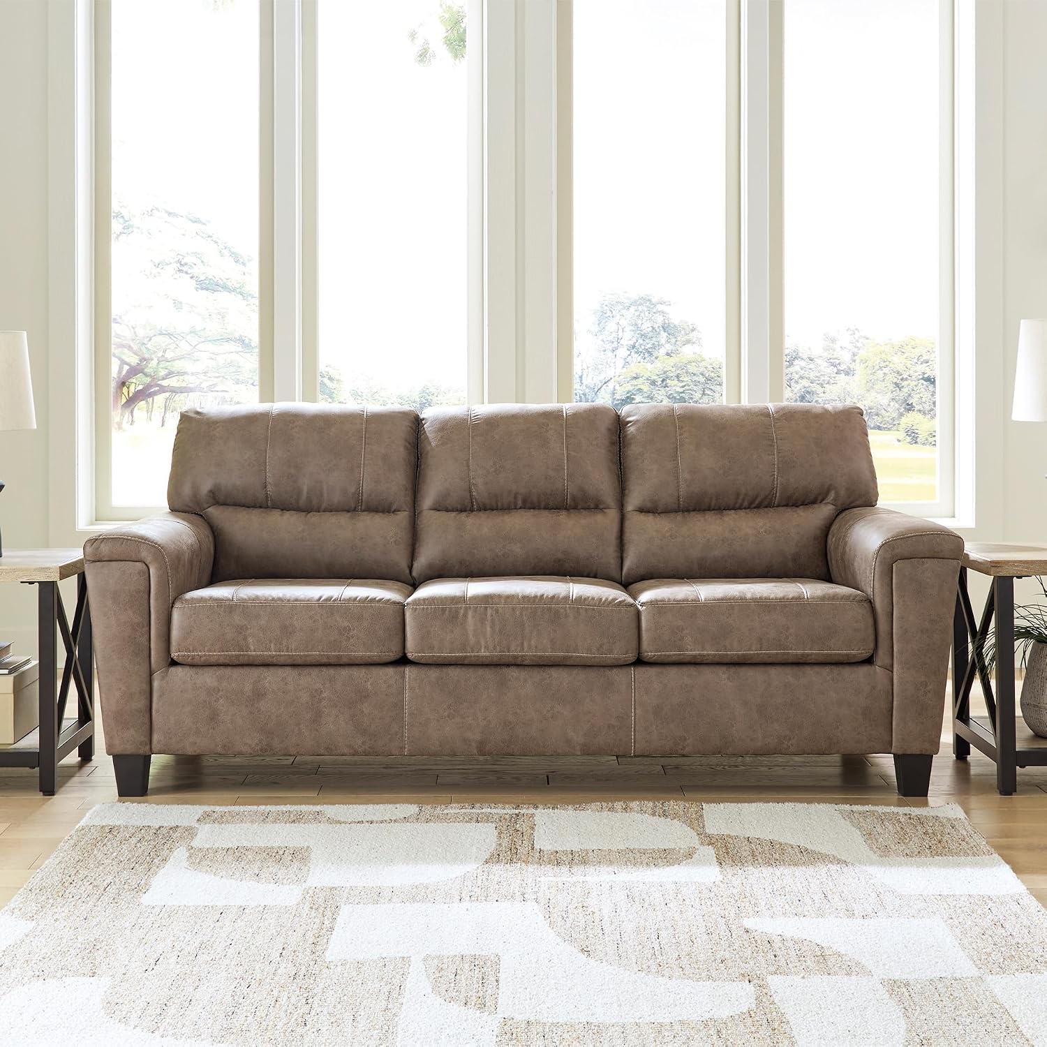 Signature Design by Ashley Navi Modern Queen Sofa Sleeper with Removable Cushions, Dark Brown