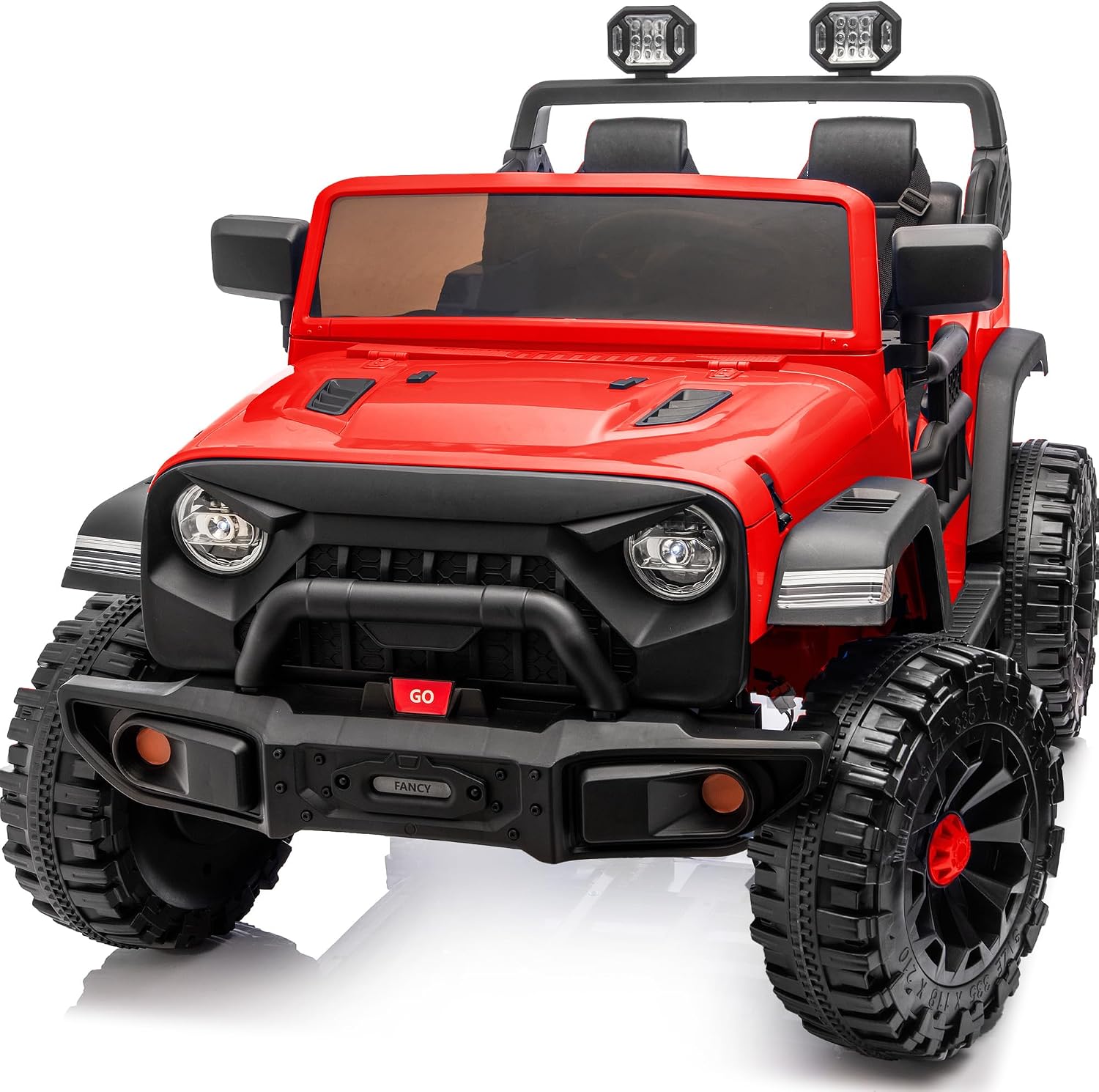 Outfunny 2 Seater Ride on Car Toy, 12V Electric Car for Kids 4-8 with Remote Control, Capacity 150 lb, LED Light - Red