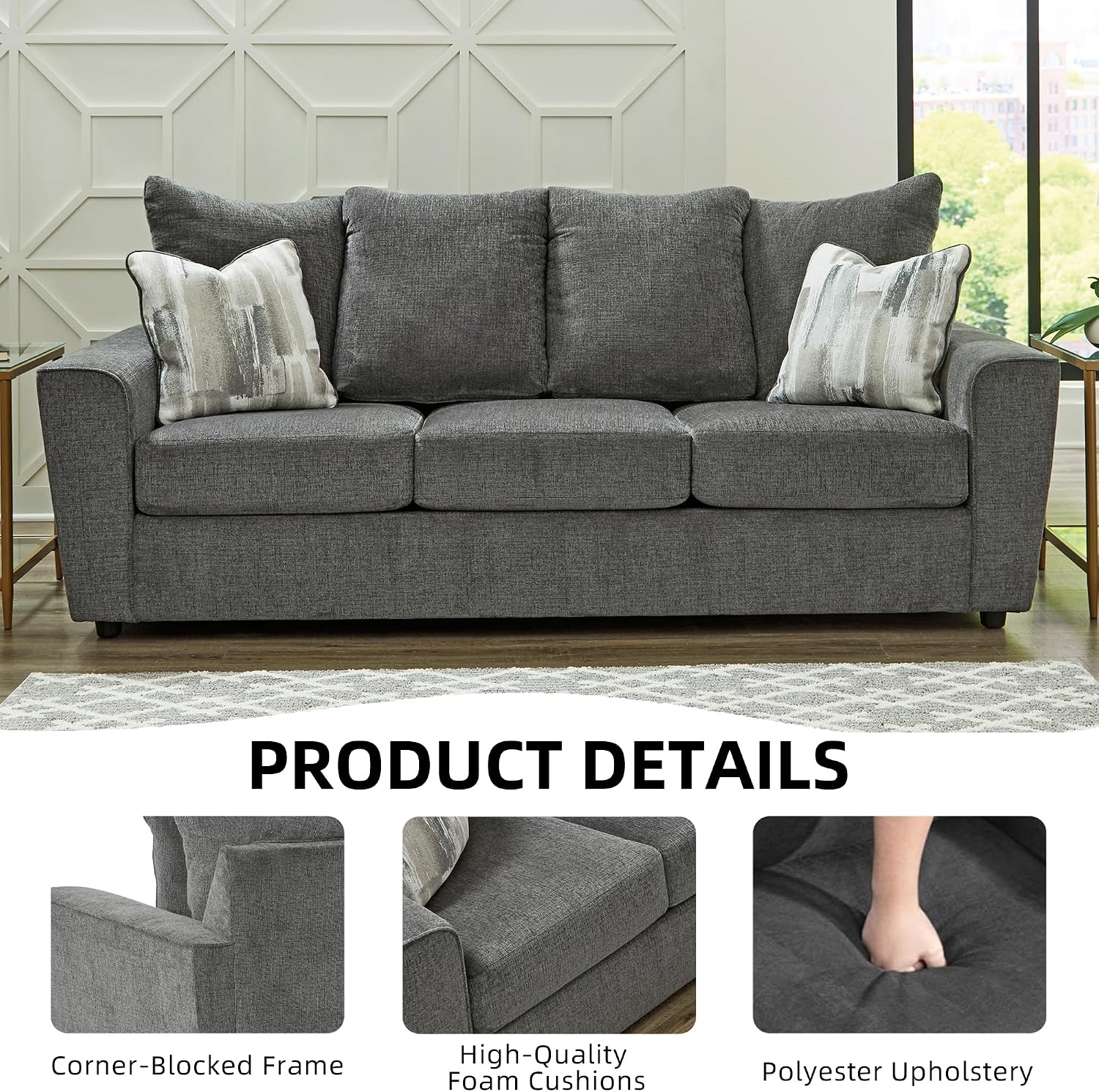 Signature Design by Ashley Stairatt Casual Sofa with Flared Arms, Gray