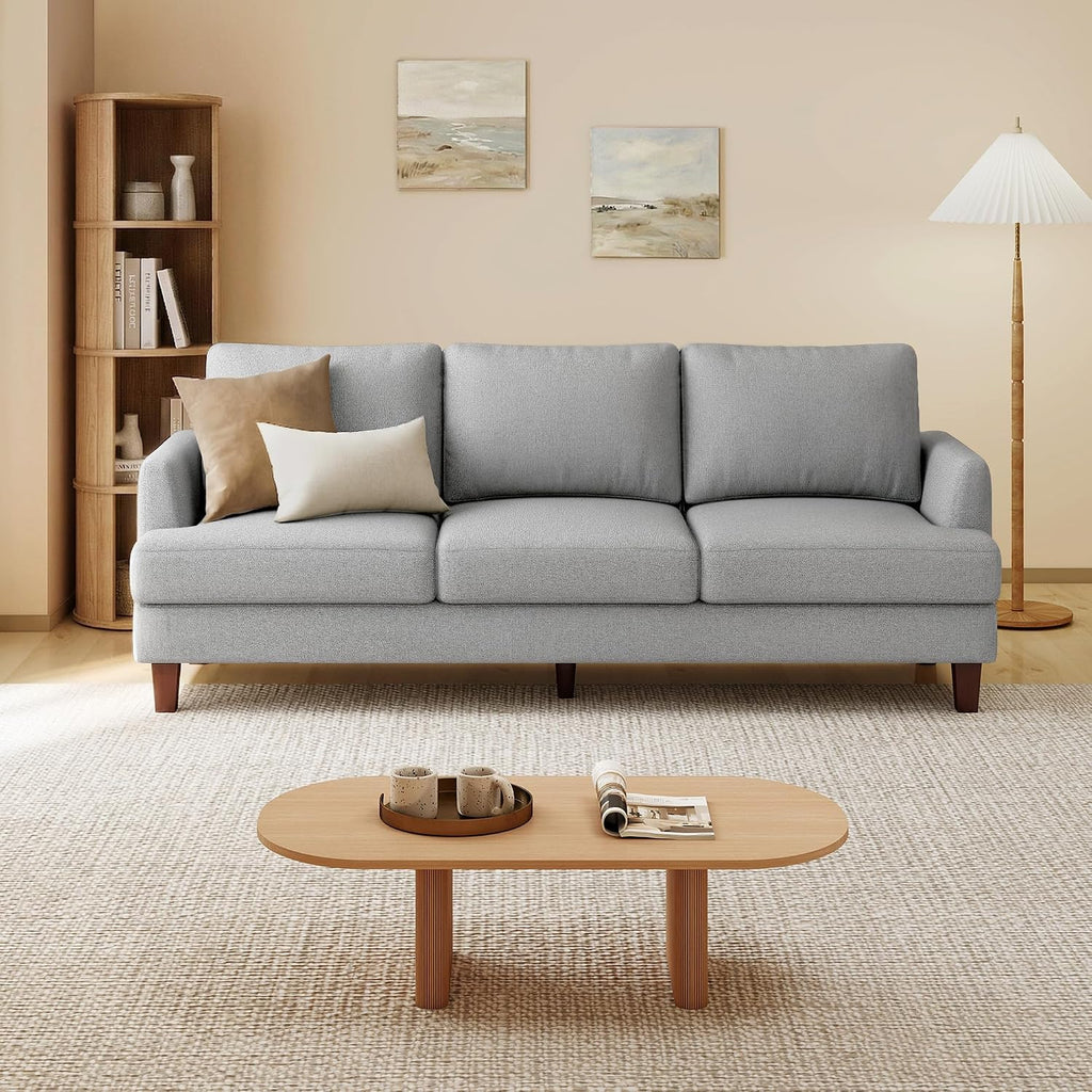 Gericco Mid Century Modern Couches for Living Room, 89' Comfy Grey Couch Sofa with 3-Seater Deep Seats, Upholstered Sofas for Living Room, Office Apartment, Bedroom, Light Grey