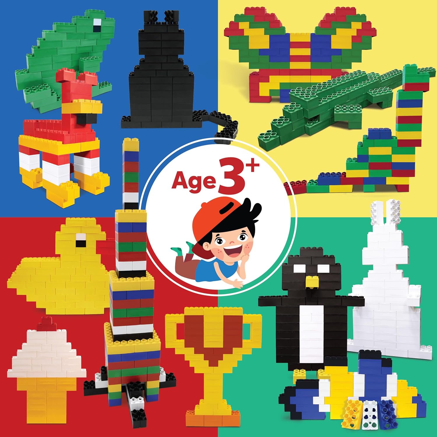 BiggoBlocks Large Building Blocks for Kids Ages 3-8 – 336 Piece Mega Set – Indoor & Outdoor STEM Toy for Boys & Girls