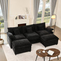 GOSUHI 108' U Shaped Couch, Modular Sectional Sofa, 3-Seater Comfy Cloud Couch, Set of Modular Pieces with Movable Ottoman, Deep Seat Couches for Living Room, Chenille, Black