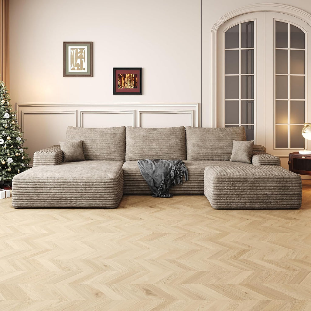 AUGOP 108' Sectional Couches for Living Room Modern Modular Sofa with L-Shape Couchs Upholstered Boneless Couch Deep Seat Sectional Couch with Chaise (Camel, Left Facing Chaise+2Seaters+1Ottoman)