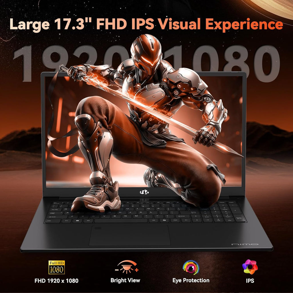 NIMO 17.3' Full HD Gaming Laptop, AMD Ryzen 7 7735HS, 16GB DDR5 RAM 1TB SSD, Radeon 680M Graphics, Wi-Fi 6E, Bluetooth 5.2,100W Type-C, Backlit Keyboard, Fingerprint Recognition