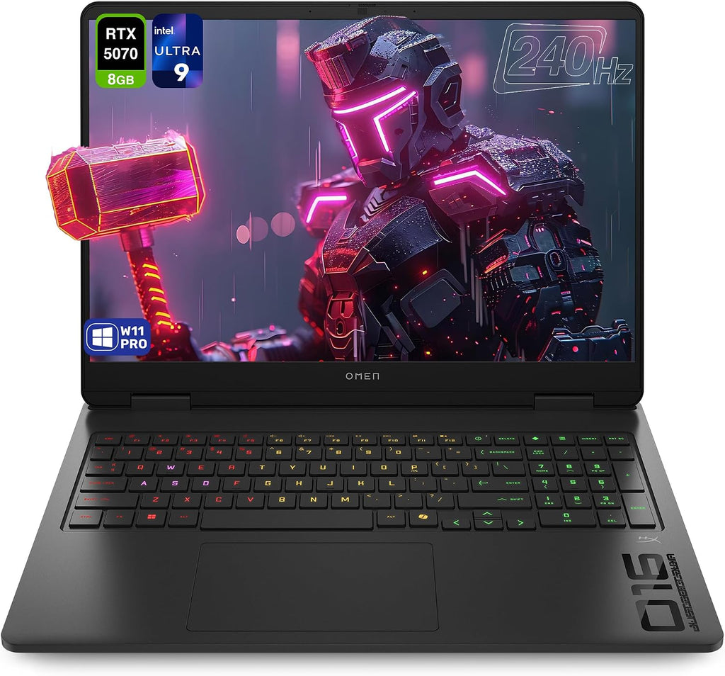 HP OMEN Slim 16 Gaming Laptop, Intel Ultra 9-285H, 64 GB DDR5 RAM, 4 TB PCIe SSD, 16' WQXGA (2560 x 1600) 240Hz Display, Nvidia G-Force RTX 5070, Backlit 4-Zone RGB Keyboard, W11 Pro, Shadow Black