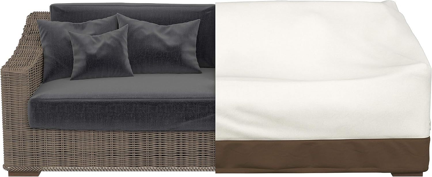 Amazon Basics 3-Seater Outdoor Patio Furniture Couch Sofa Cover Waterproof, Anti-UV, Durable, Beige/Tan (Pack of 4)