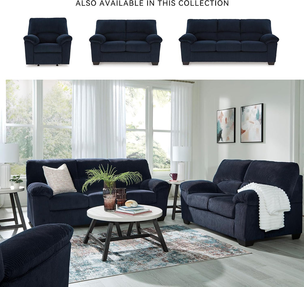 Signature Design by Ashley SimpleJoy Contemporary Loveseat for Living Room, Blue