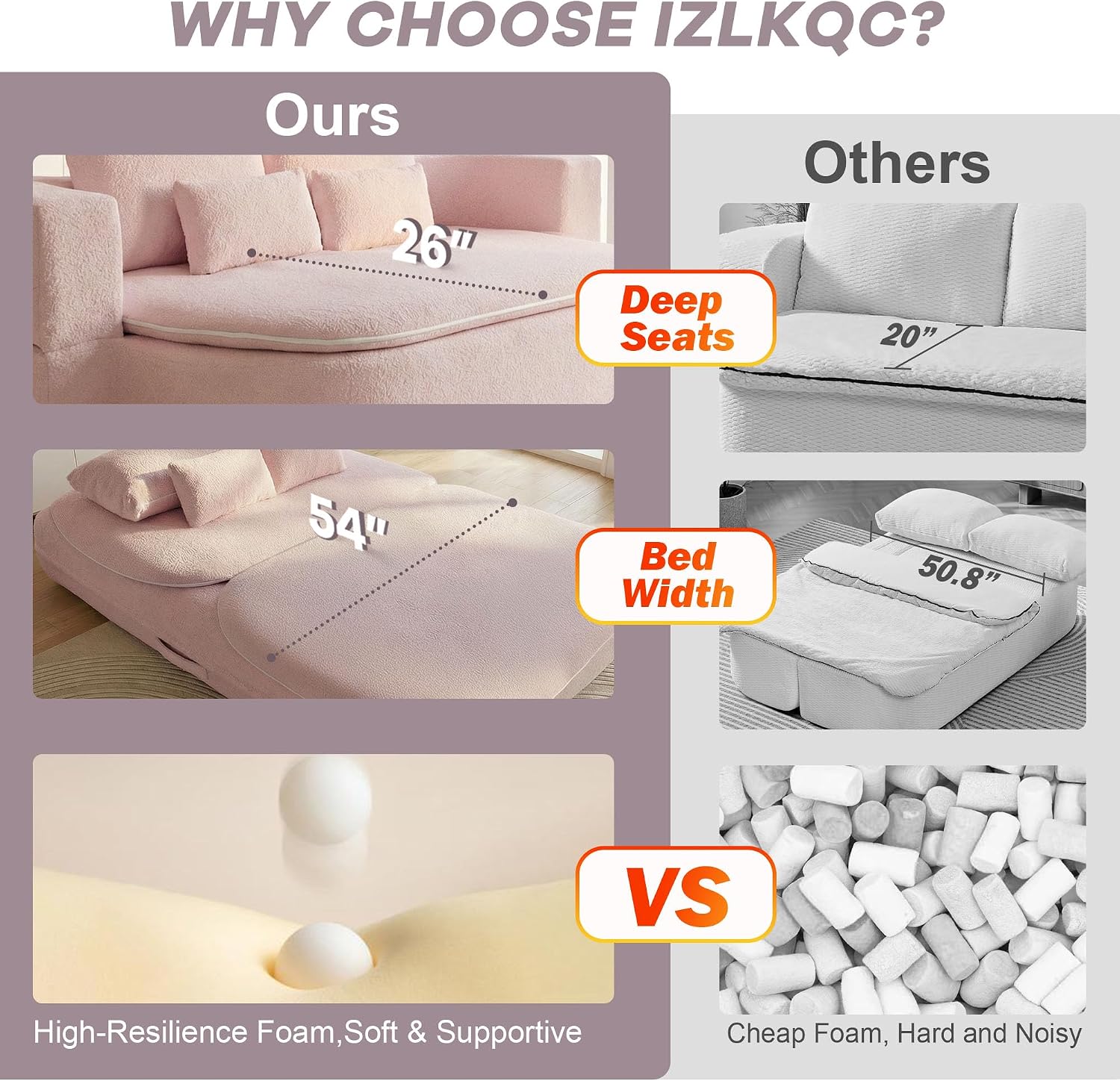 75'' Folding Sleeper Sofa Bed, Convertible Memory Foam Boneless Couch, Foldable Full Size Guest Bed, Modern 2-in-1 Futon Floor Sleeper Sofa with 4 Pillows and Blanket (Teddy, Pink2)