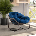 Patio Rocking Chairs, Patio Oversized Egg Rocking Chair,Indoor & Outdoor Upholstered Papasan Chairs, Modern Lounge Chair for Balcony,Living Room Patio, Front Porch, Garden (Navy Blue)