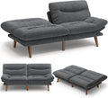 Amada 75' Convertible Futon Sofa Bed, Corduroy Folding Futon Set with Adjustable Backrest &Armrests, Recliner Lounge for Living Room, Apartment or Office, Solid Wood Frame, Loveseat Sofa -Dark Grey