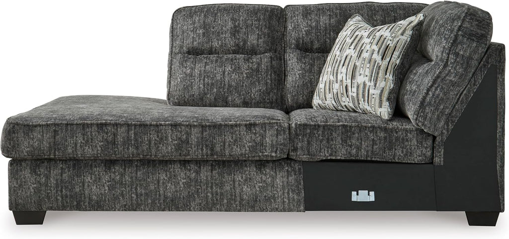 Signature Design by Ashley Lonoke Casual Left-Arm Facing 2-Piece Sectional with Chaise, Loose Seat Cushions, Throw Pillows Included, Gray