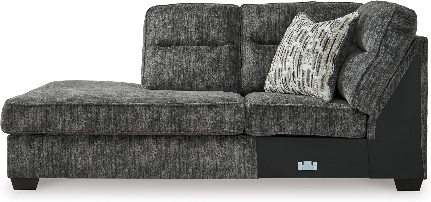 Signature Design by Ashley Lonoke Casual Left-Arm Facing 2-Piece Sectional with Chaise, Loose Seat Cushions, Throw Pillows Included, Gray