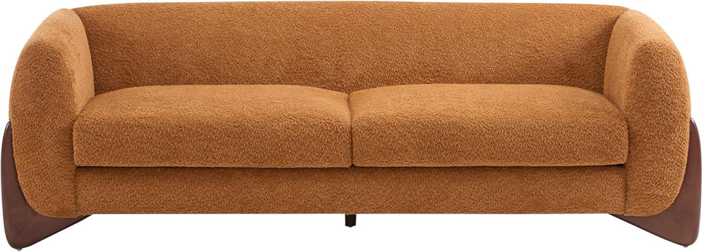 Christopher Knight Home Almab 82 Inches Sofa Couch, Cozy Boucle Upholstered 3-Seater Sofa, Wood Frame Couch, Comfy Couches for Living Room and Office, Modern Sofa, Caramel Brown