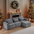 VINGLI 111' Convertible Modular Sectional Sofa,Comfortable L Shaped Reversible Couch with Ottoman, Removable 3 Seater Boneless Modern Couch, Durable Chenille Cloud Sofa for Living Room,Grey