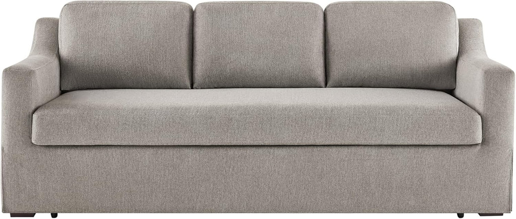 Serta® Hawthorne 90.6' Slipcovered Queen-Size Convertible Pop-up Sofa, Dreamcoil® Comfort, Woven Polyester Blend Fabric, Flax