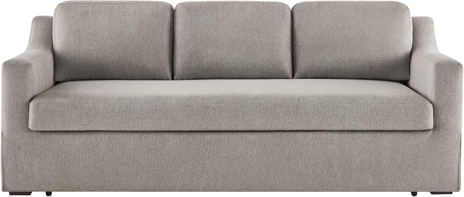 Serta® Hawthorne 90.6' Slipcovered Queen-Size Convertible Pop-up Sofa, Dreamcoil® Comfort, Woven Polyester Blend Fabric, Flax