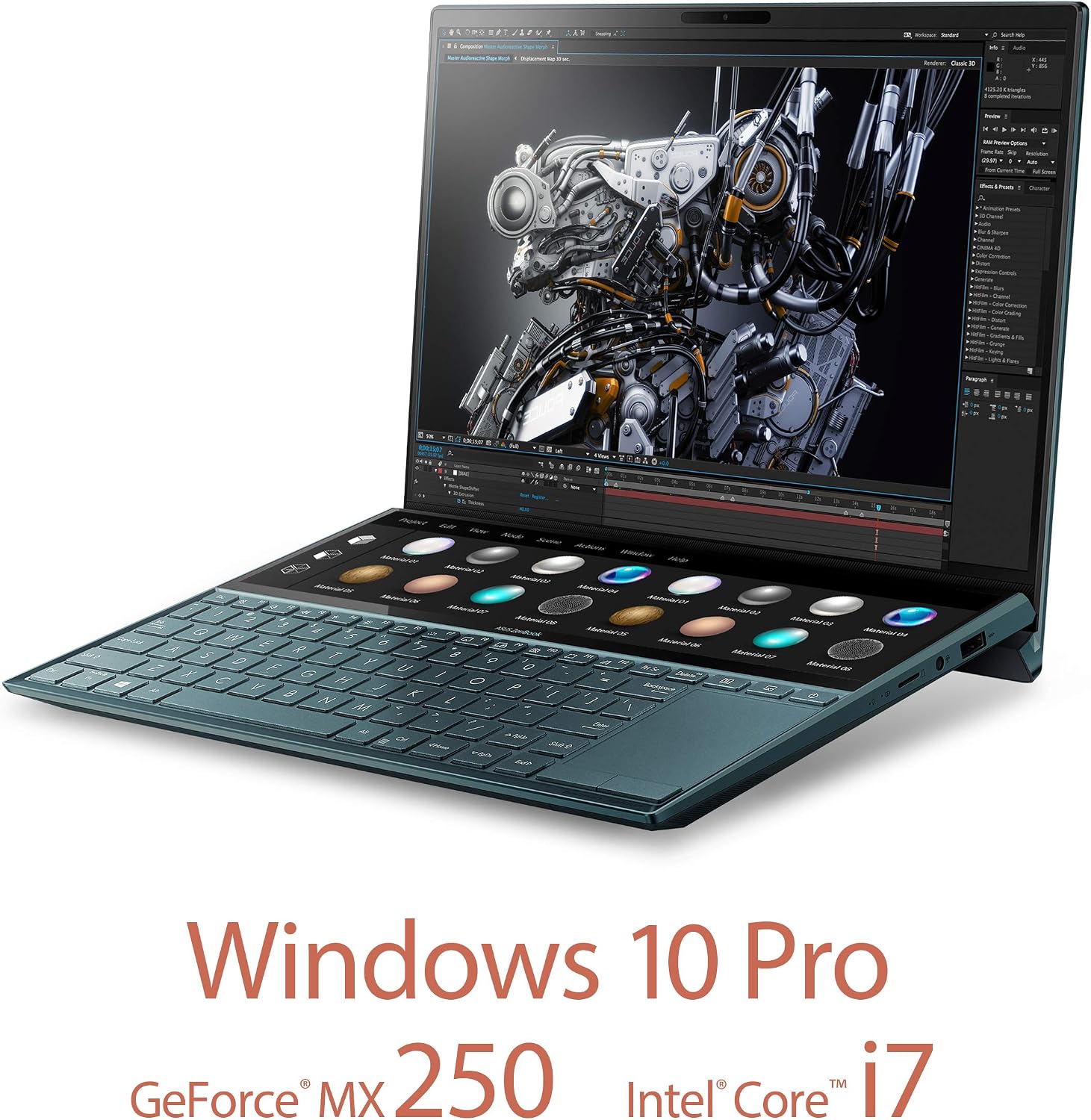 ASUS ZenBook Duo UX481 14' FHD NanoEdge Bezel Touch, Intel Core i7-10510U, 16GB RAM, 1TB PCIe SSD, GeForce MX250, Innovative ScreenPad Plus, Windows 10 Pro - UX481FL-XS74T, Celestial Blue
