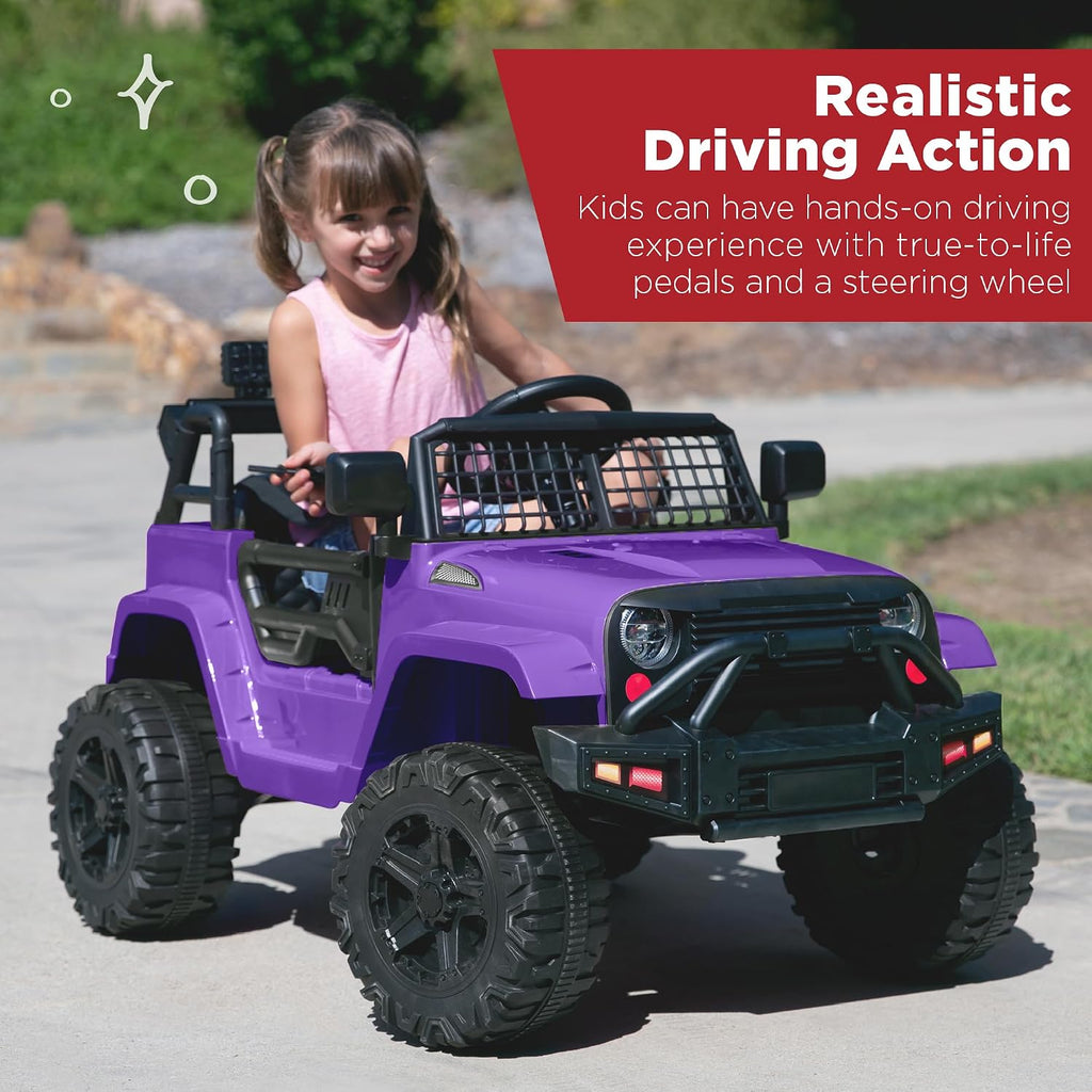 Best Choice Products 12V Kids Electric Vehicle Toy Ride On Car with Parent Remote Control for Toddlers, Seat Harness, 61 lbs Weight Capacity, Locking Doors, Spring Suspension, Bluetooth - Purple