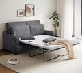 LINSY HOME Pull Out Sofa Bed - Convertible Loveseat Sleeper Sofa, Upgraded Bed Frame Pullout Couch - USB Charging & Cup Holders, Corduroy Sofa Bed for Living Room Small Space, Queen Size (Grey)
