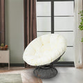 Naomi Home 40' Papasan Chair Indoor with Cushion and Frame – Round Wicker Papasan Chair with Thick Tufted Cushion, Sturdy Metal Base, Large Reading Chair for Bedroom & Living Room, Cream