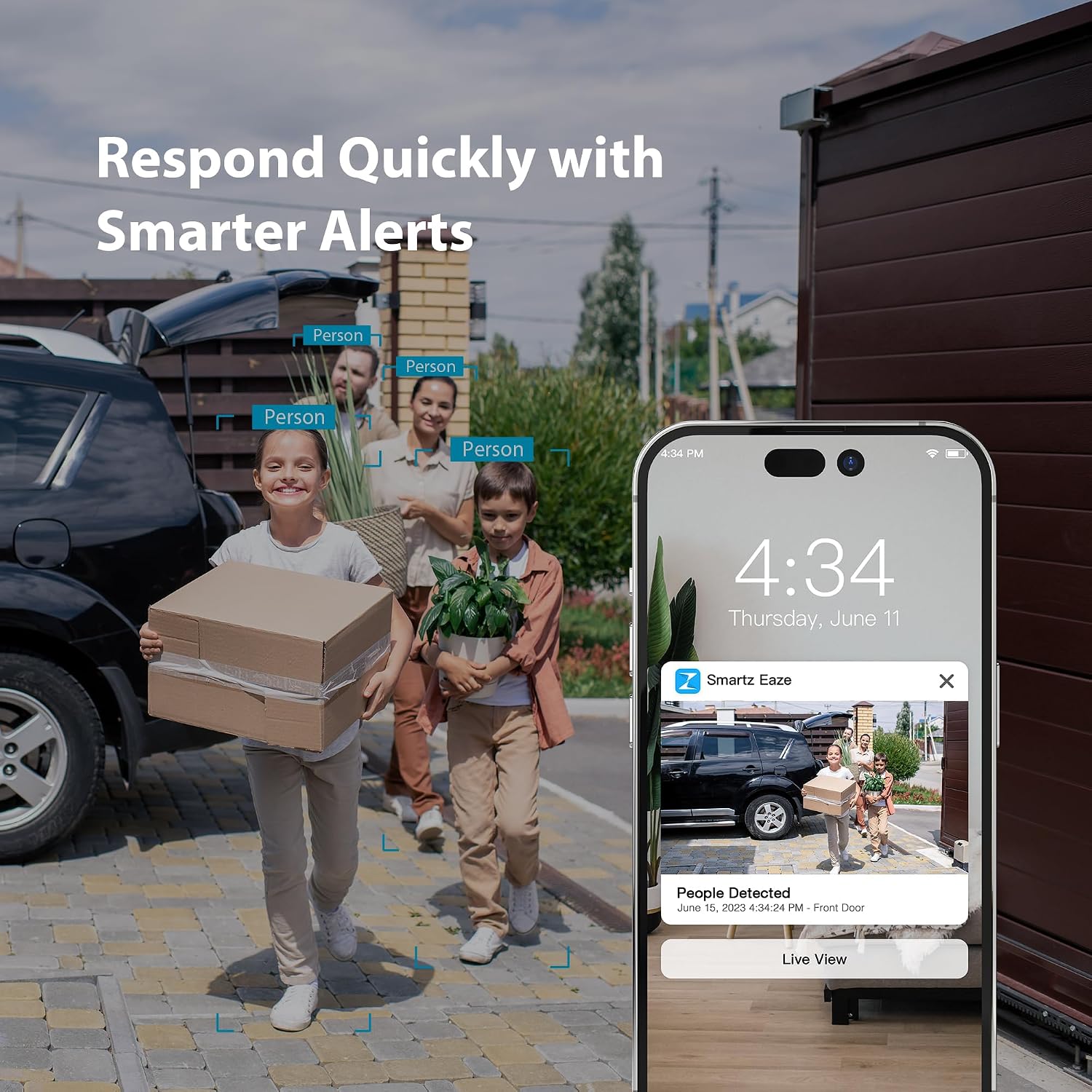 Zmodo 4 Security Cameras – Indoor Mini Pro + Wireless Outdoor/Indoor Battery Cam – Night Vision, AI Motion Detection, 2-Way Audio, Alexa Compatible, Cloud/SD Storage