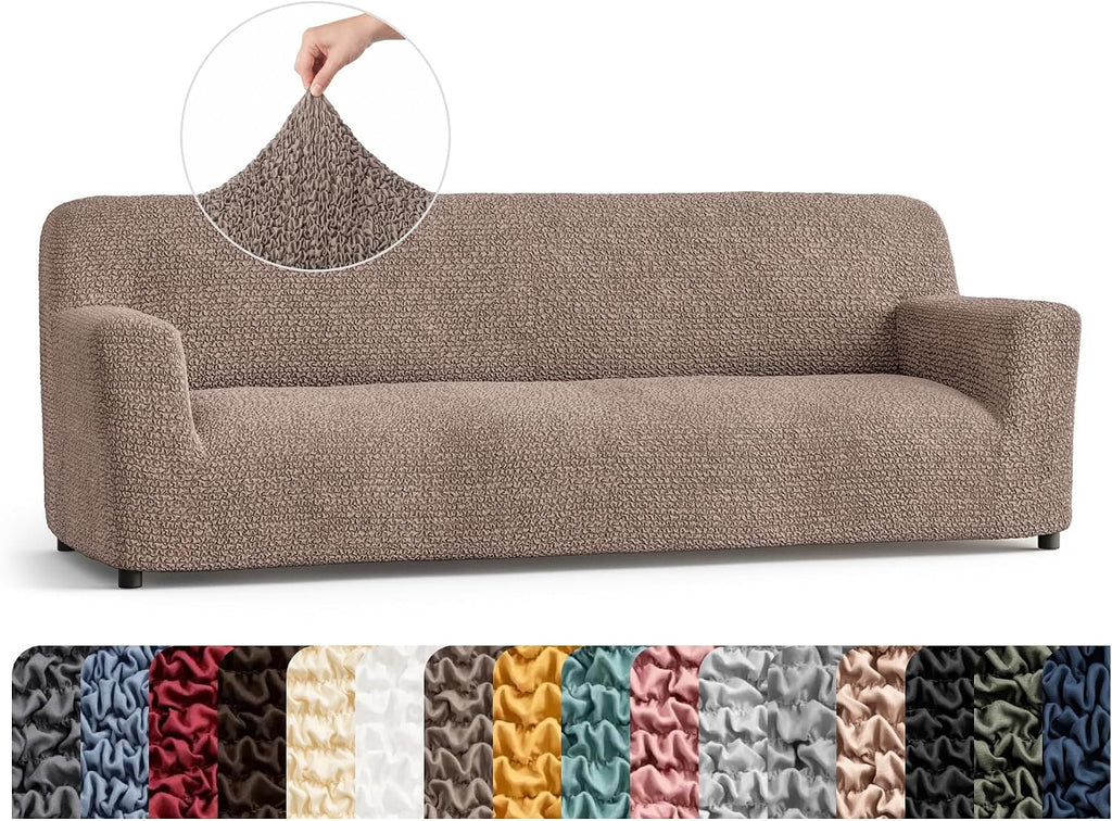 PAULATO BY GA.I.CO. Stretch Sofa Slipcover 1-Piece Elastic Couch Covers for 3-Seater & 4-Seater Sofa Loveseat Armchair Non-Slip Cover Machine Washable Protector – Marsala (86'-120' Wide)