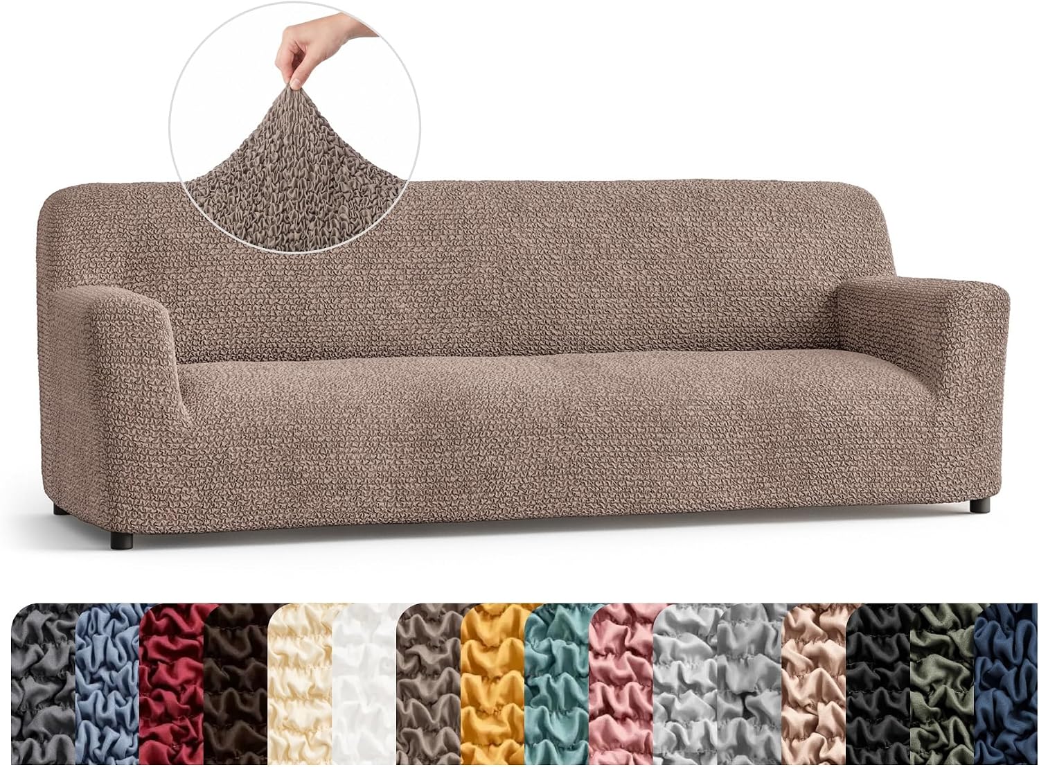 PAULATO BY GA.I.CO. Stretch Sofa Slipcover 1-Piece Elastic Couch Covers for 3-Seater & 4-Seater Sofa Loveseat Armchair Non-Slip Cover Machine Washable Protector – Marsala (86'-120' Wide)