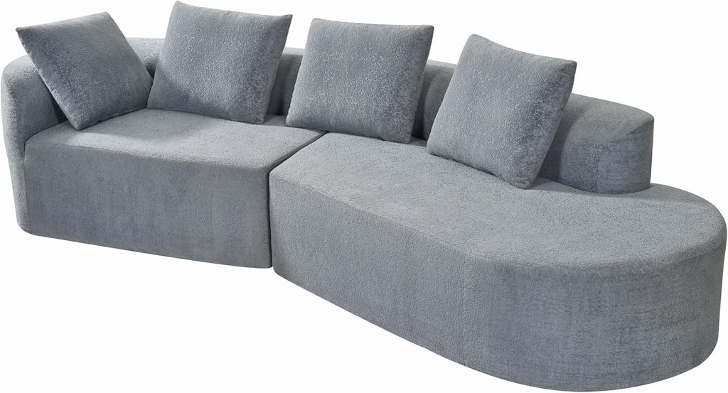Christopher Knight Home Randa Upholstered 5-Seater Sofa for Living Room, Modern Fabric Oversized Chair Cloud Couch, Fully Assembled Long Sofa Chaise Lounge, Light Gray