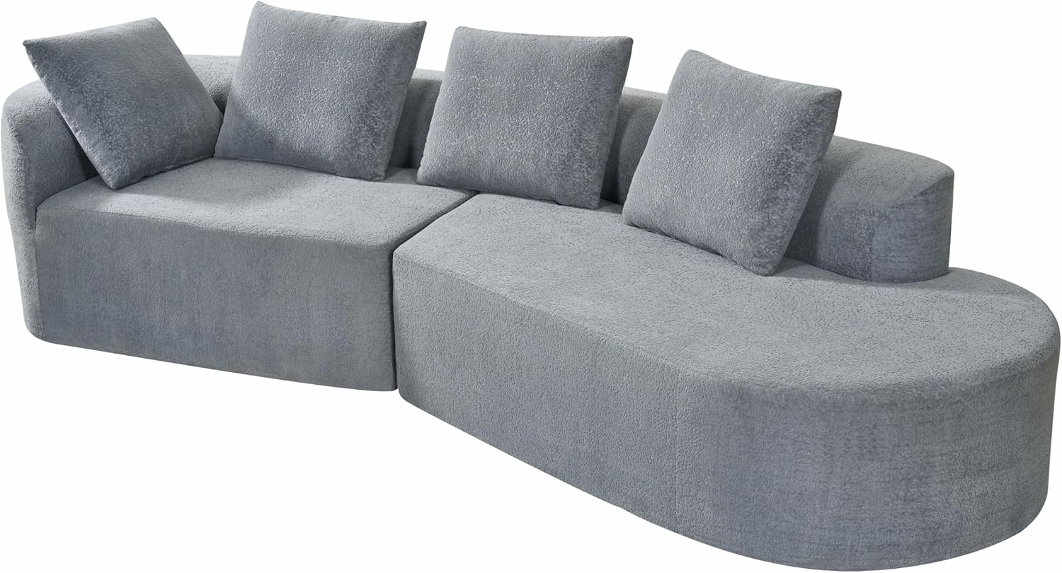 Christopher Knight Home Randa Upholstered 5-Seater Sofa for Living Room, Modern Fabric Oversized Chair Cloud Couch, Fully Assembled Long Sofa Chaise Lounge, Light Gray