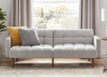 mopio Aaron 76.8' Couch, Small Futon Sofa Bed, Sleeper, Loveseat, Mid Century Modern Futon Couch, Sofa Cama, Couches for Living Room, Bedroom (Light Gray, Fabric)