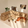 Cloud Couch 139' U-Shaped Couch(Not Boneless), Oversized 7-Seater Modular Couch, Queen Sofa with Corduroy Upholstery, Deep Seats, Pocket Spring Cushions for Living Room, Right Facing Chaise, Camel