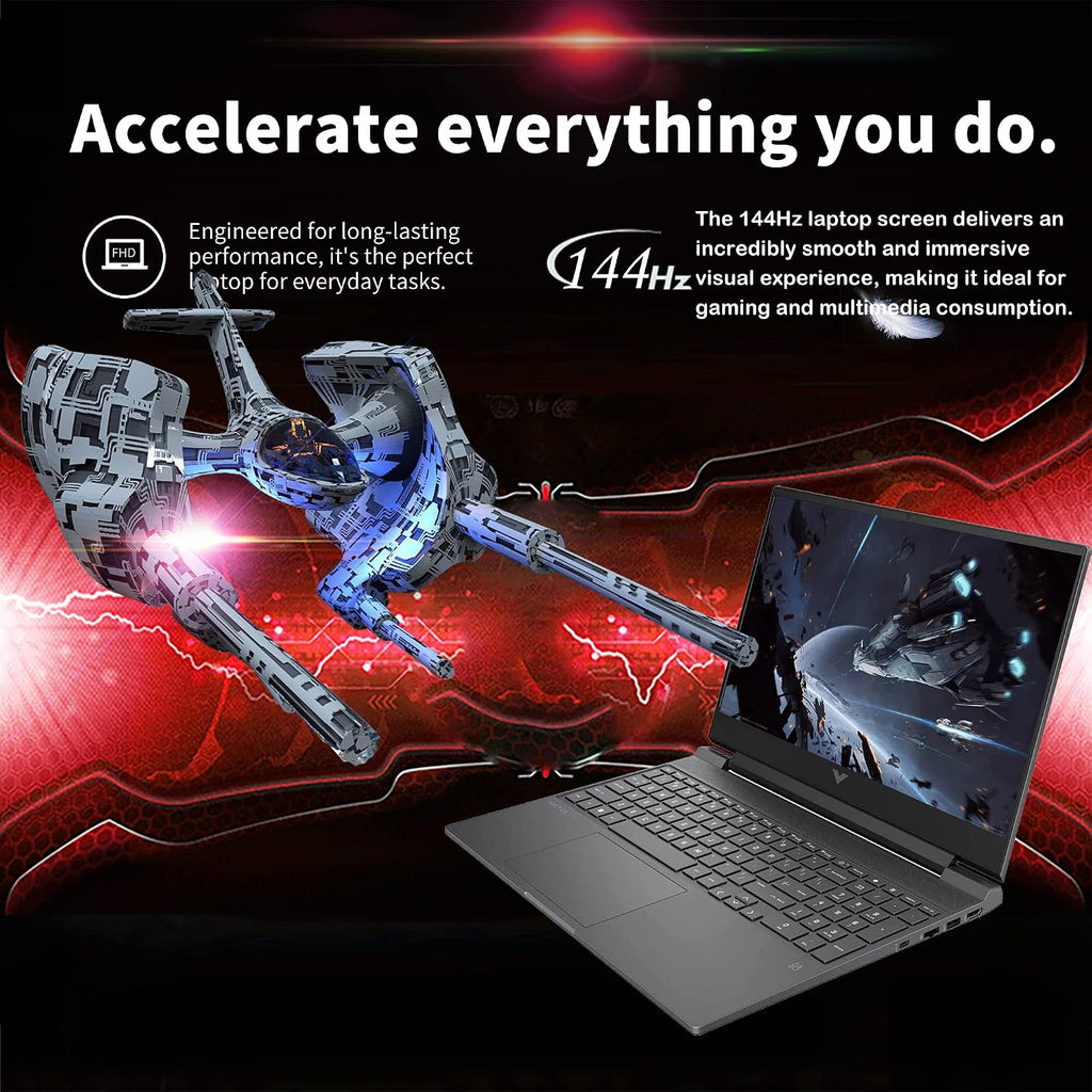 2022 HP Victus 15.6'' 144Hz Gaming Laptop, Intel 12th Core i5-12450H, 16GB RAM, 512GB PCIe SSD, NVIDIA GeForce RTX 1650 Graphics 4GB,Backlit Keyboard, Windows 11Pro, Mica Silver, 32GB USB Card, Black