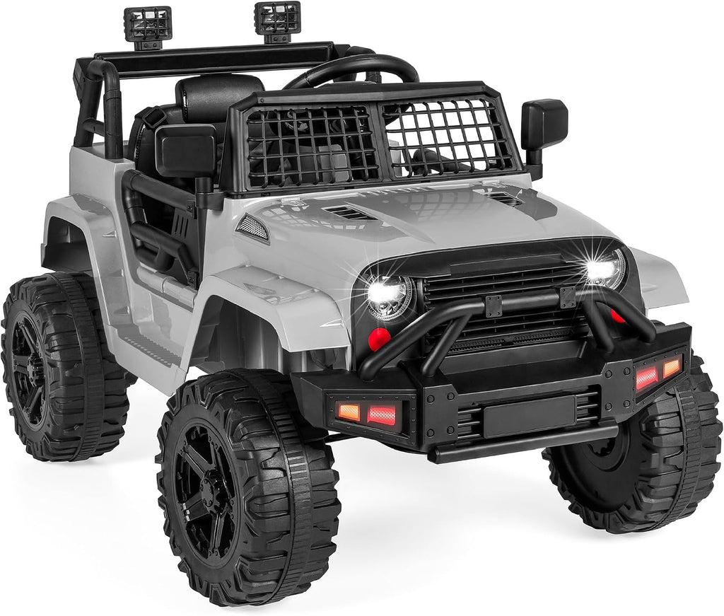 Best Choice Products 12V Kids Electric Vehicle Toy Ride On Car with Parent Remote Control for Toddlers, Seat Harness, 61 lbs Weight Capacity, Locking Doors, Spring Suspension, Bluetooth - Gray