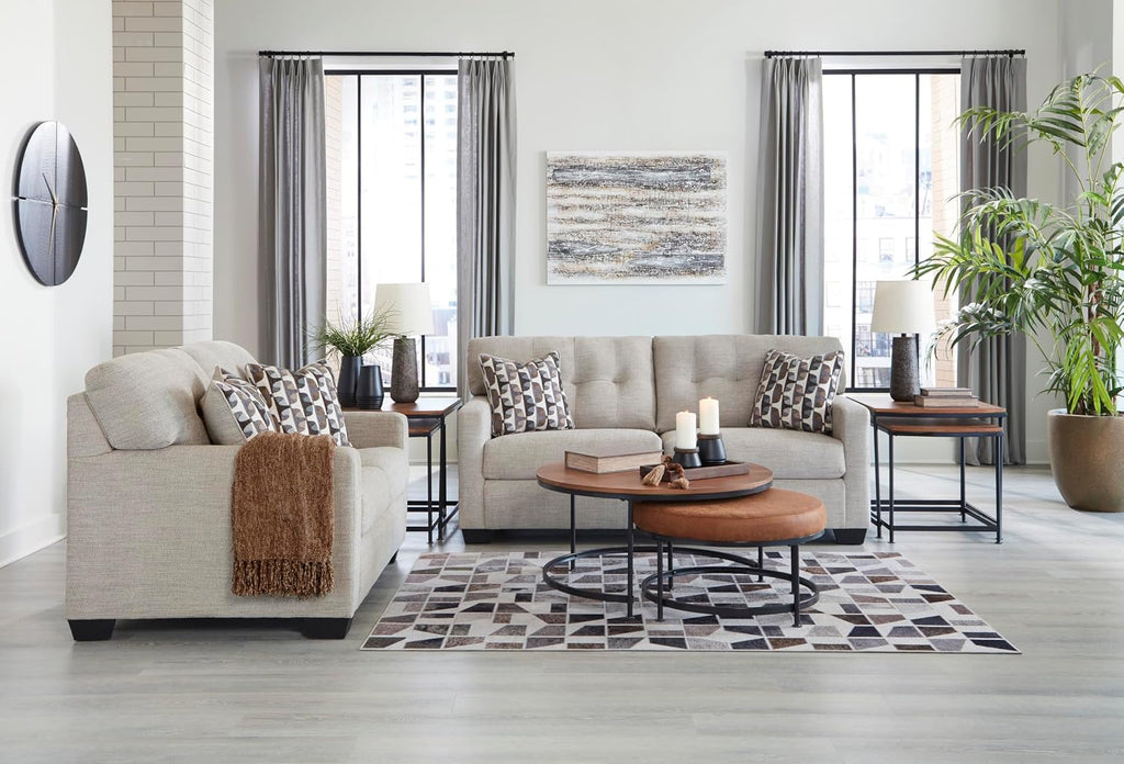Signature Design by Ashley Mahoney Contemporary Tufted Sofa, Beige