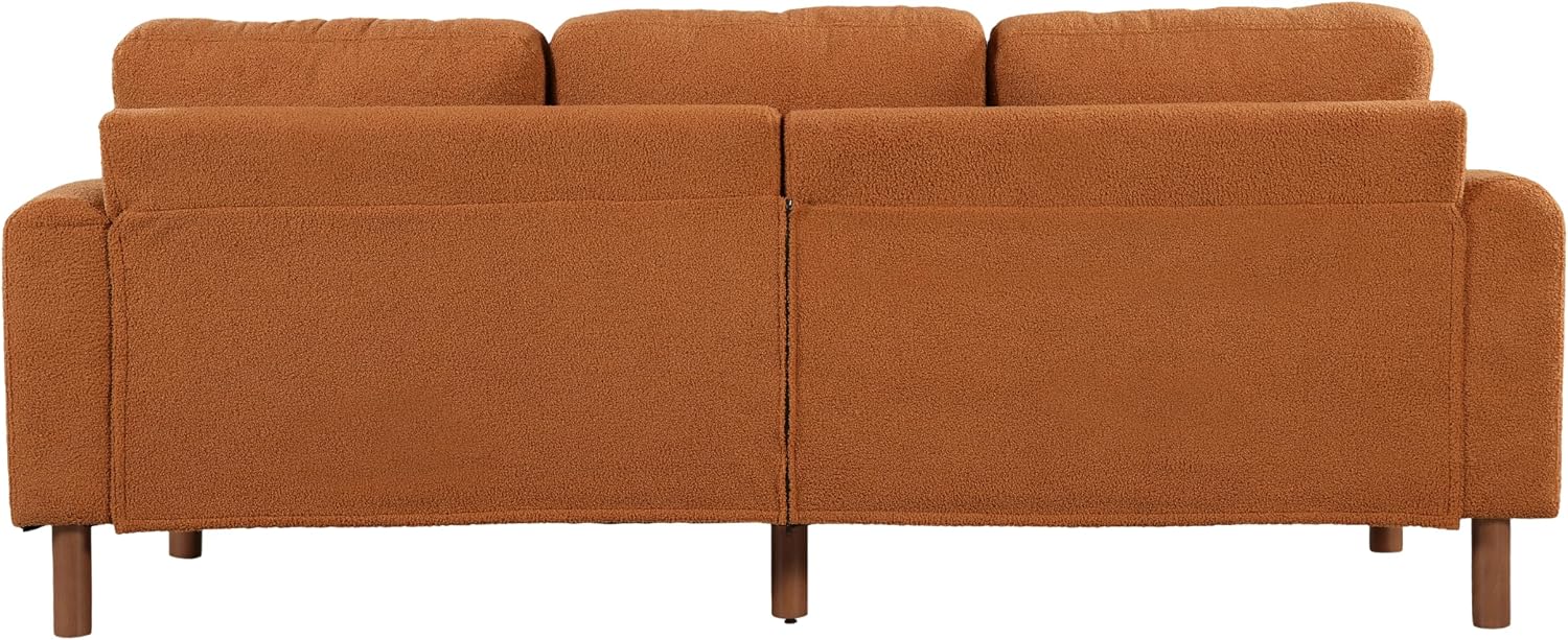 Christopher Knight Home Yadil Teddy Fleece Upholstered 3 Seater Sofa Couch, Wooden Home Sofa Living Room, Comfy Cloud Couch for Bedroom, Home Office, Orange