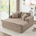 JEEOHEY 56' W Oversized Chaise Lounge Chair Indoor,Plush Faux Fur Sleeper Couch Sofa Bed with Pillows,Fluffy Comfy Cloud Sofa,Compression Foam Boneless Couch for Living Room,Bedroom(Bubble, Brown)