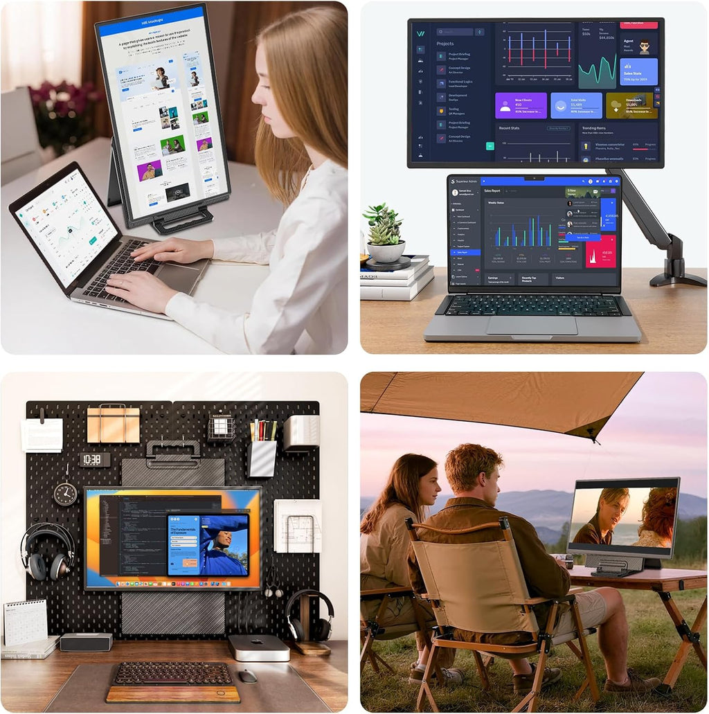 24' Large Portable Monitor, IPS USB-C HDMI Work Home Gaming Second Monitor 4.2' Height & 90° Rotation Adjustable Stand for Laptop, MacBook, Phones, PS4&5, Switch Xbox