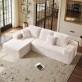 VanAcc 106' Oversized Modular Sectional Sofa, Deep Seat Cloud Couch with Corduroy Upholstery, L Shaped Boneless Sofas, Easy No-Assembly Lounge Couches for Living Room, Cream