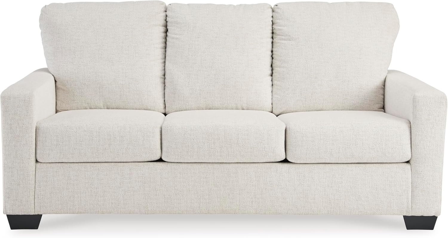 Signature Design by Ashley Rannis Coastal 2-in-1 Sofa Sleeper with Folding Gel Memory Foam Mattress, Full, White